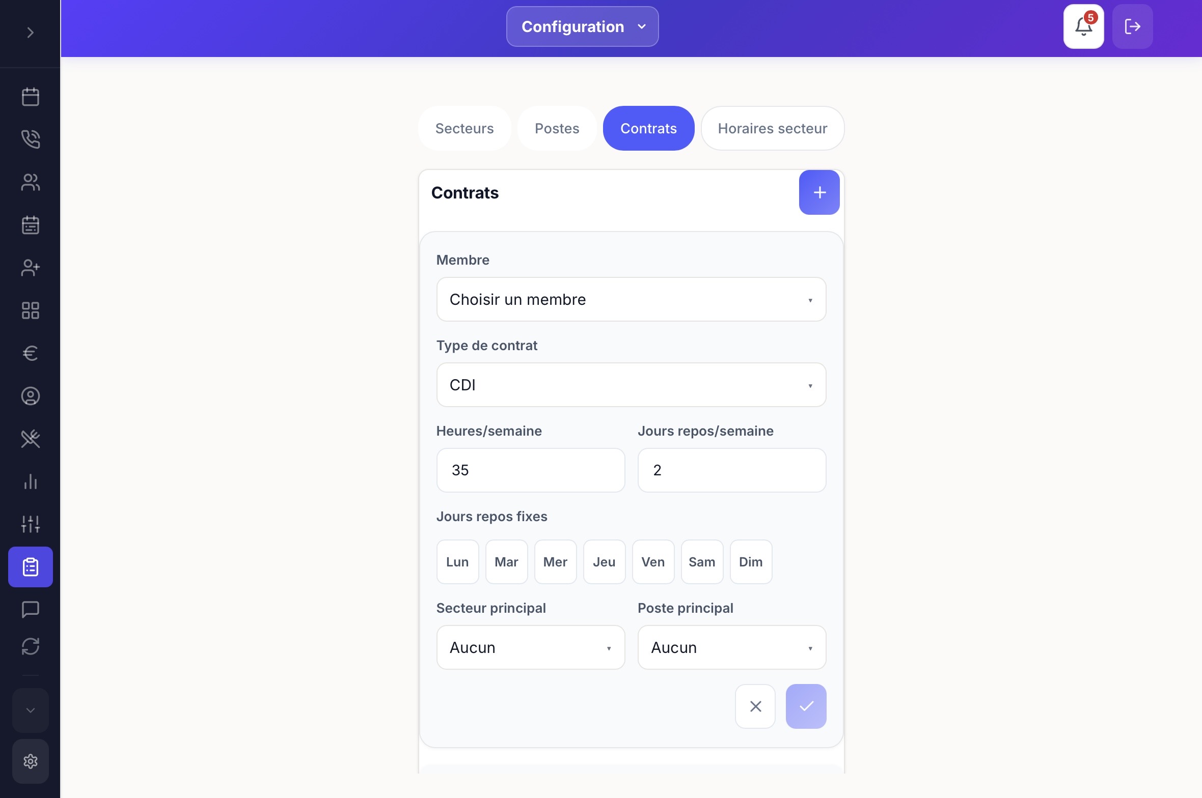 Formulaire contrat employé
